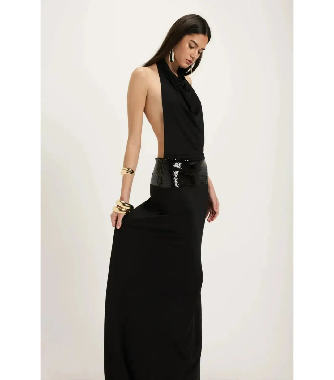 Ance Gria Adele Maxi Gown Black Size AU 8 for rent on The Volte - main image