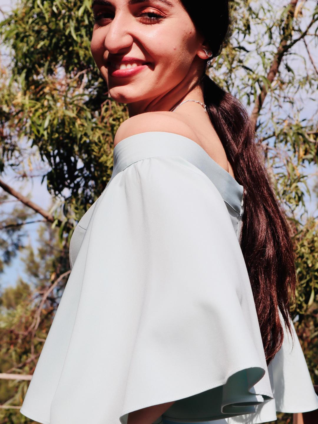 Mossman Flare Off the Shoulder Dress Mint Size 6 for rent on The Volte - main image