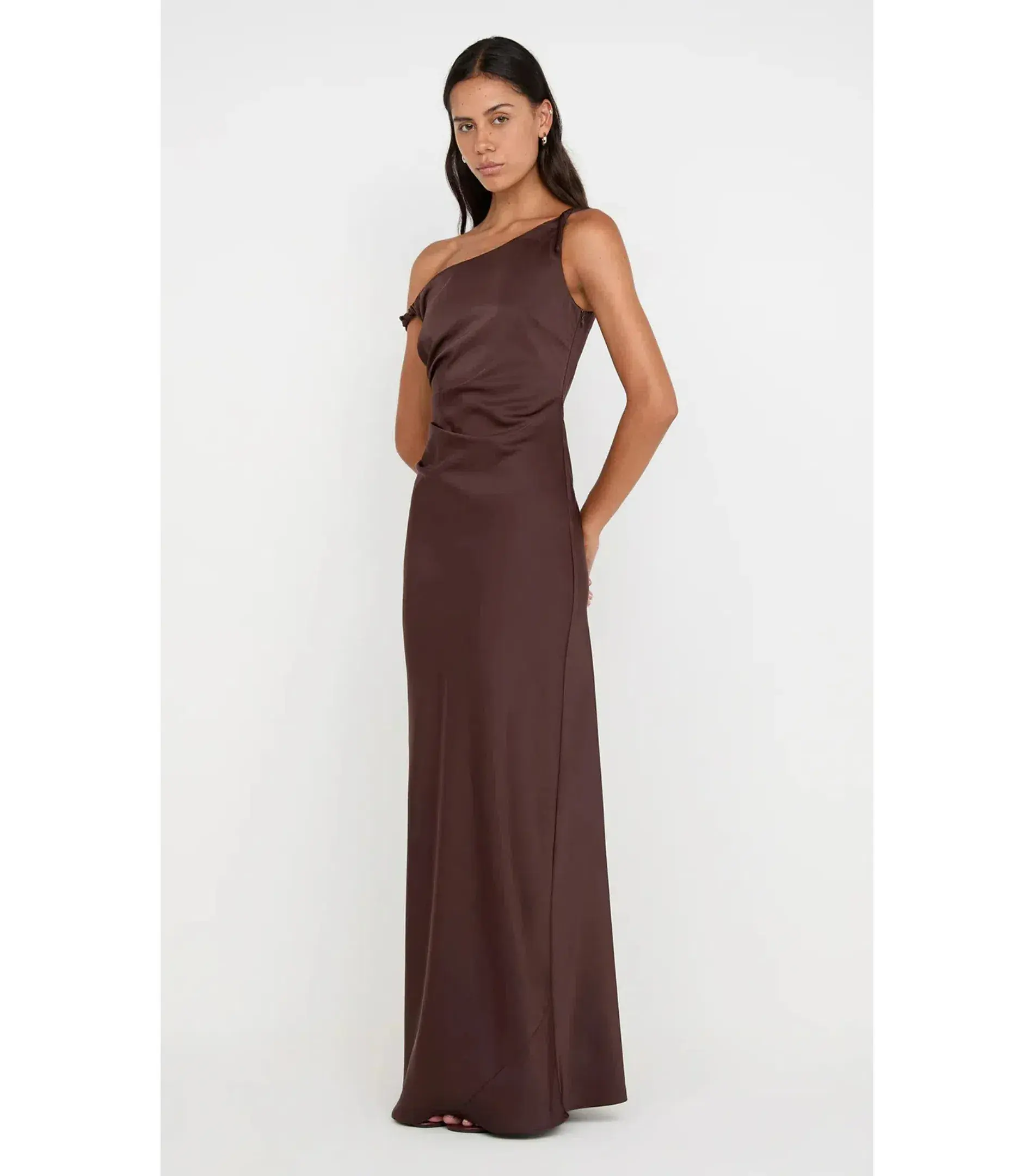 Bec & Bridge Lunetta Twist Strap Maxi Dress Chocolate Size AU 16 - Image 2