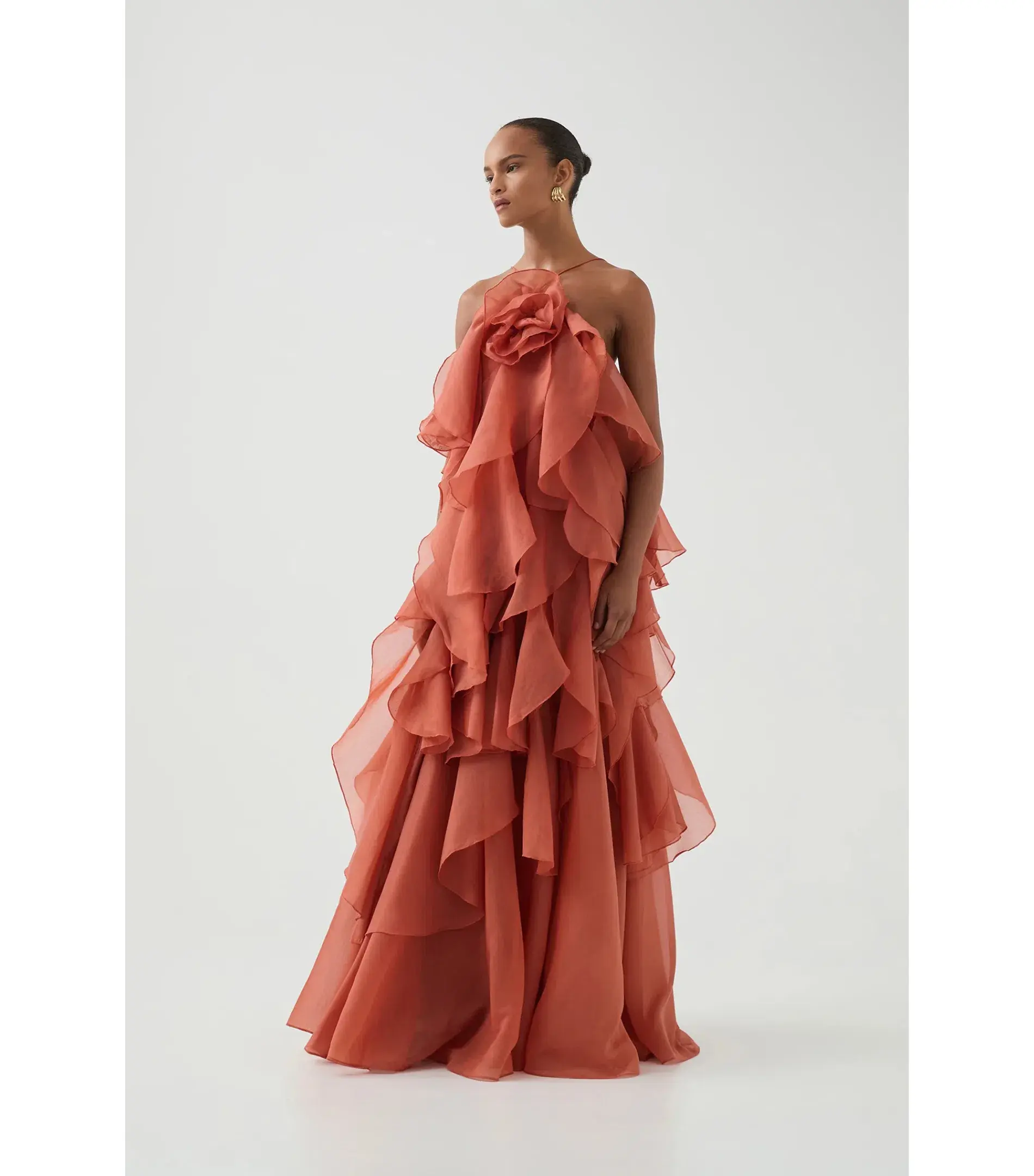 Aje Pandorea Layered Maxi Dress Coral Clay Size AU 8 - Image 3