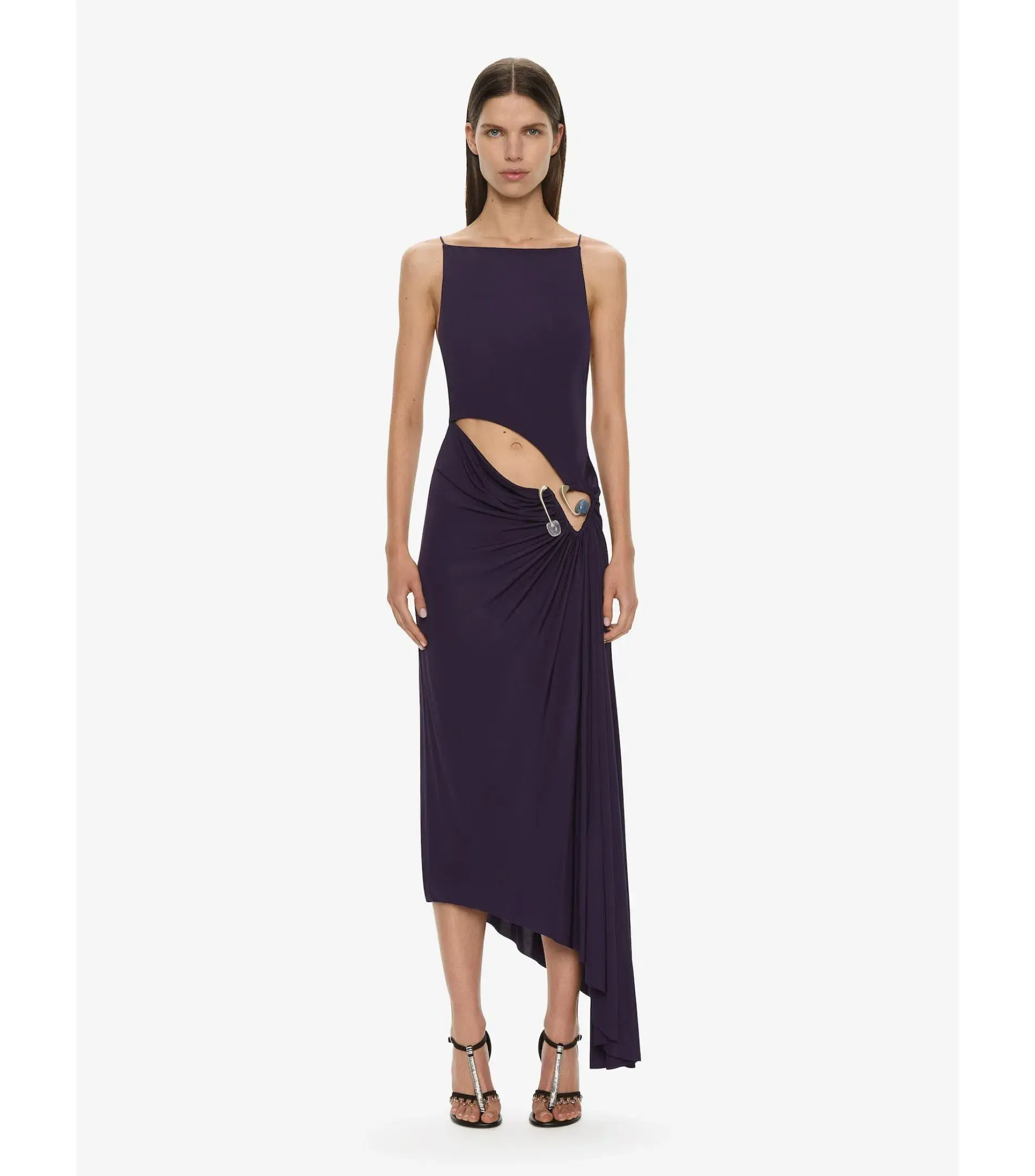 Christopher Esber Veer Spiral Crystal Tank Midi Dress Violet Size AU 8 - Image 1