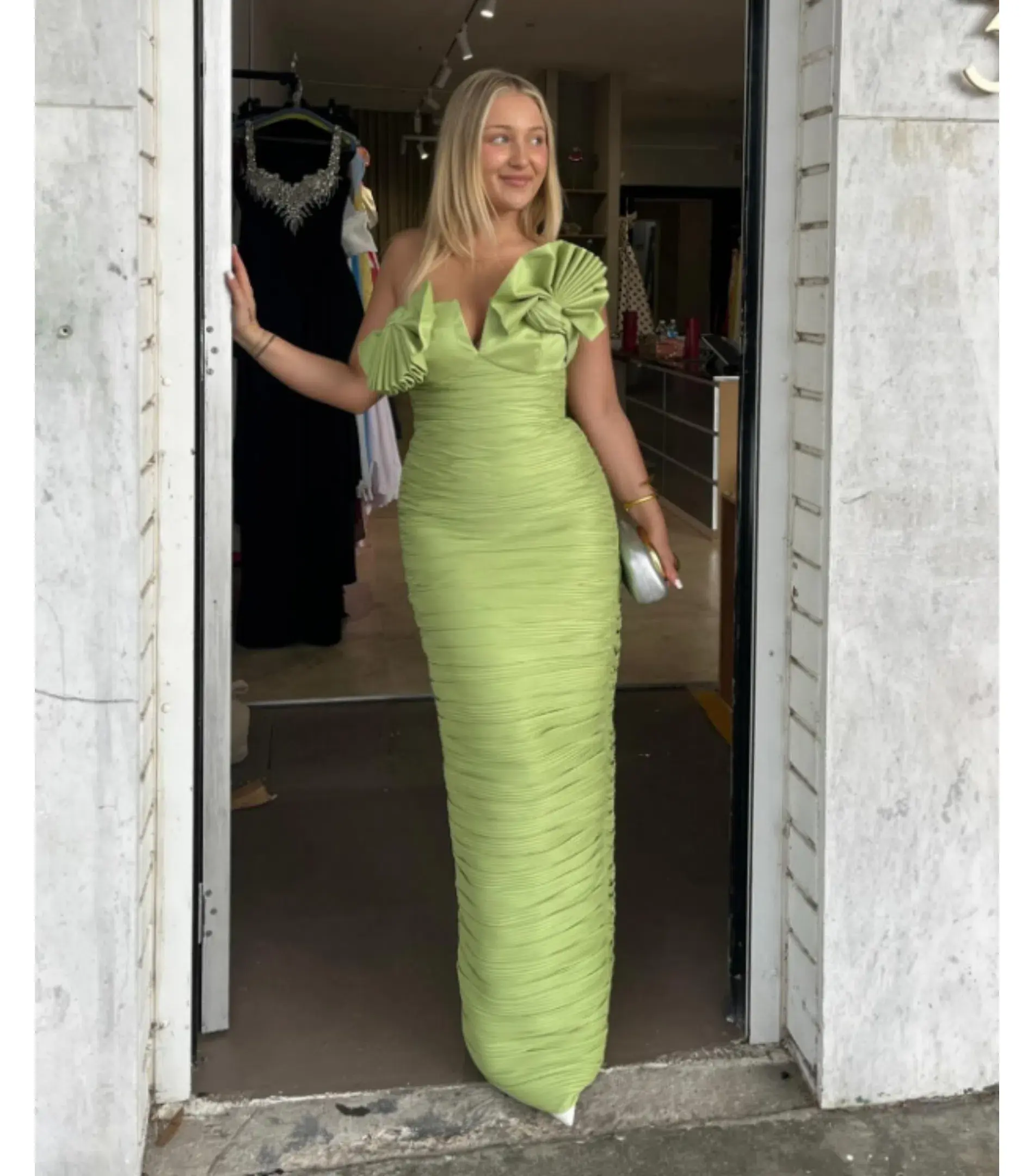 Rachel Gilbert Jensen Maxi Gown Pistachio Size AU 8 - Image 1
