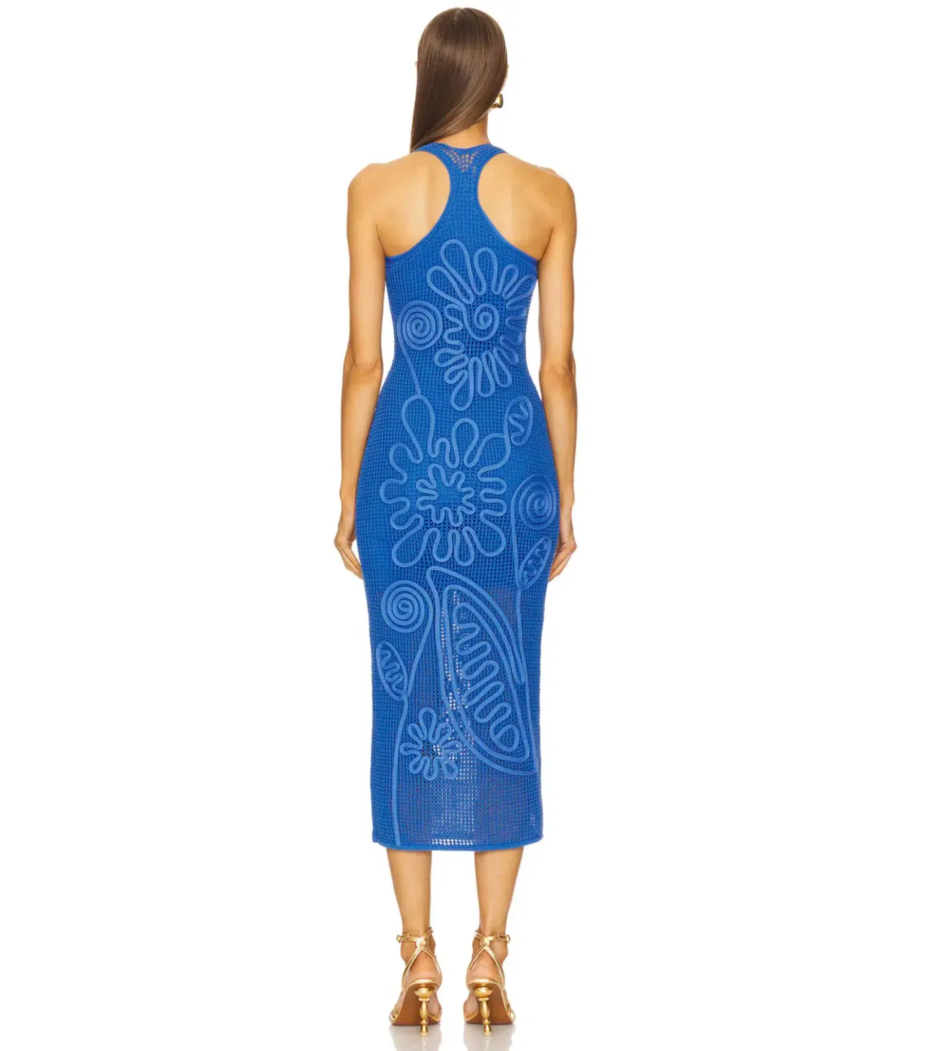 Cult Gaia Nissa Knit Midi Dress Blue Size AU 8 - Image 3