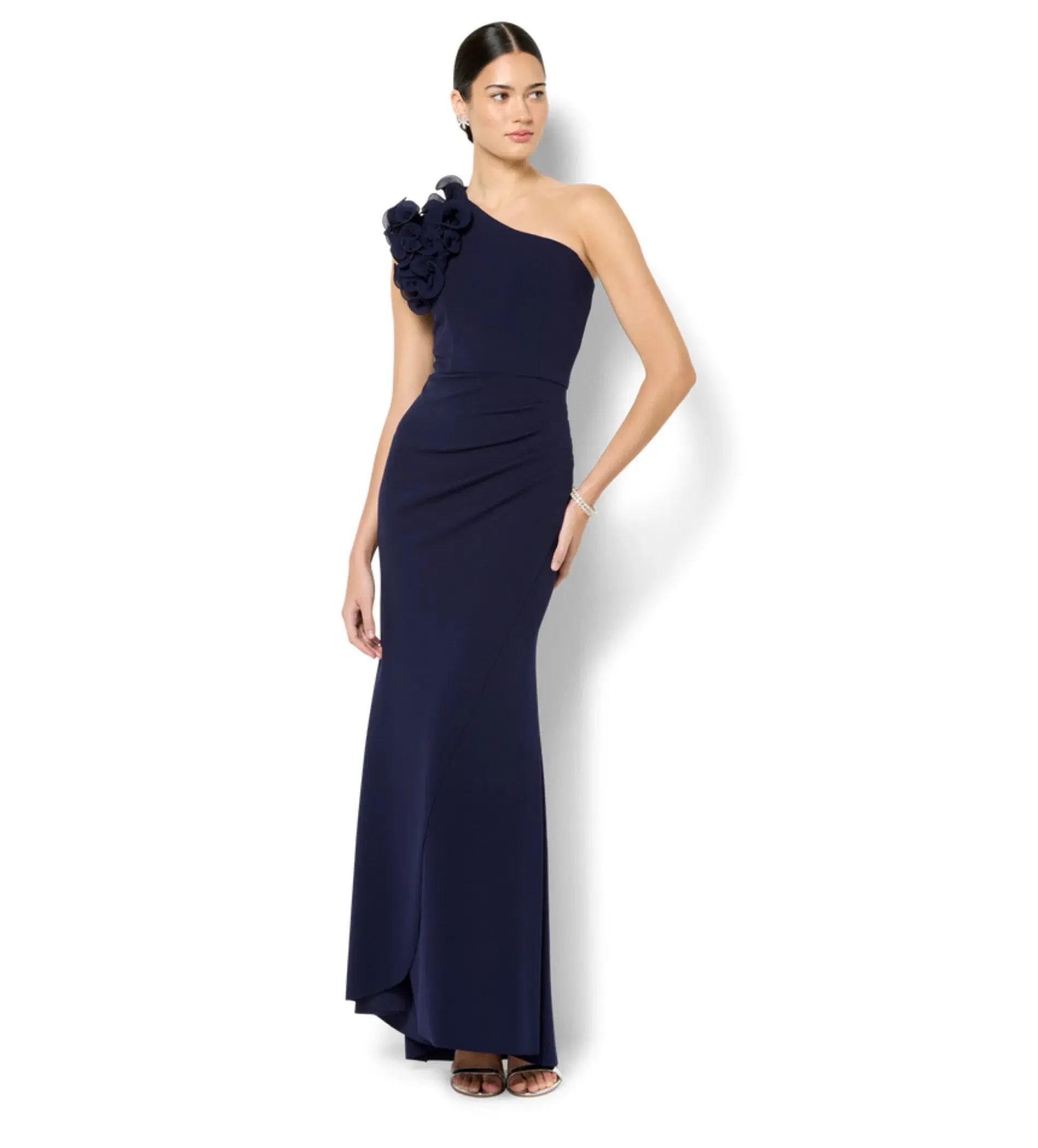 Montique Elle Navy One Shoulder Gown Blue  Size 10  - Image 1