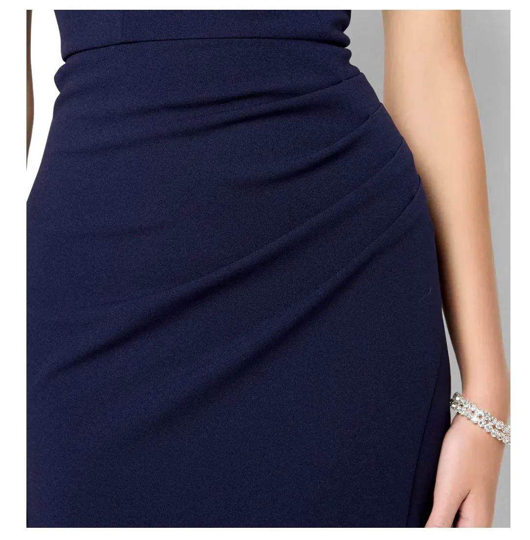 Montique Elle Navy One Shoulder Gown - Image 2