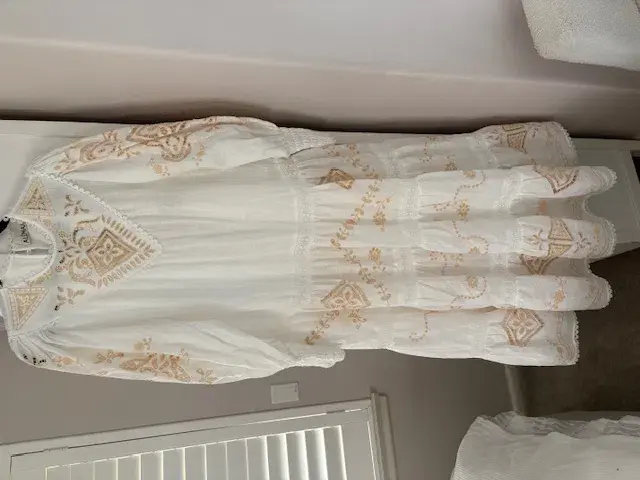 ALEMAIS Cecilia Embroidered Midi Dress in Linen - Image 10