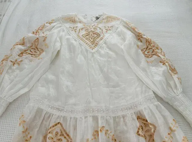 ALEMAIS Cecilia Embroidered Midi Dress in Linen - Image 3