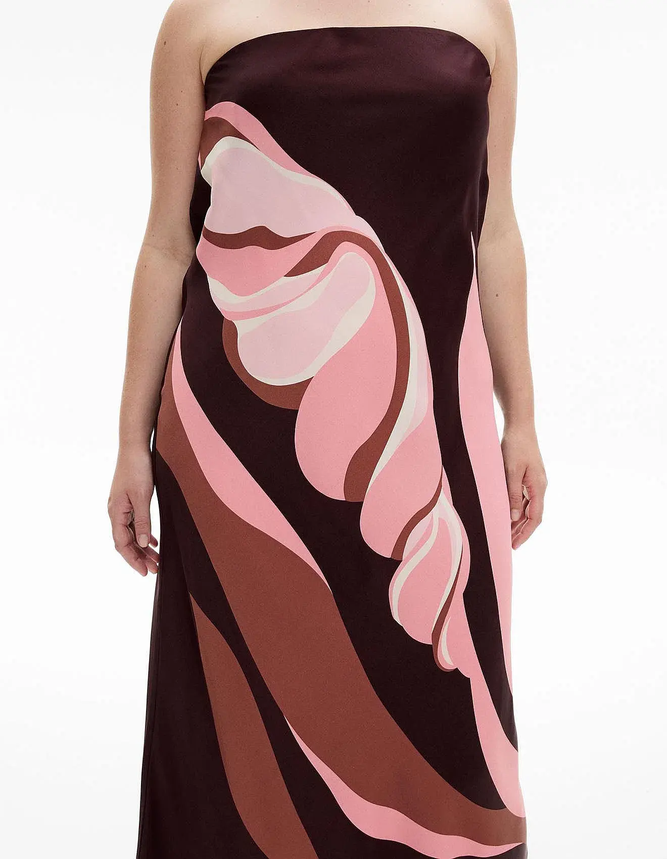Witchery Strapless Maxi Dress Aubergine Print Size AU 8 - Image 4
