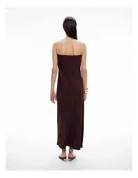 Witchery Strapless Maxi Dress Aubergine Print Size AU 8 - Image 3