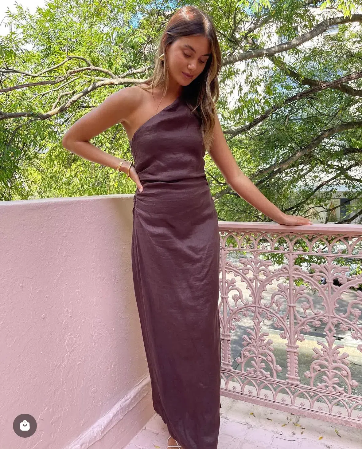 Faithfull The Brand Jomana Midi Dress In Cacao - Image 1