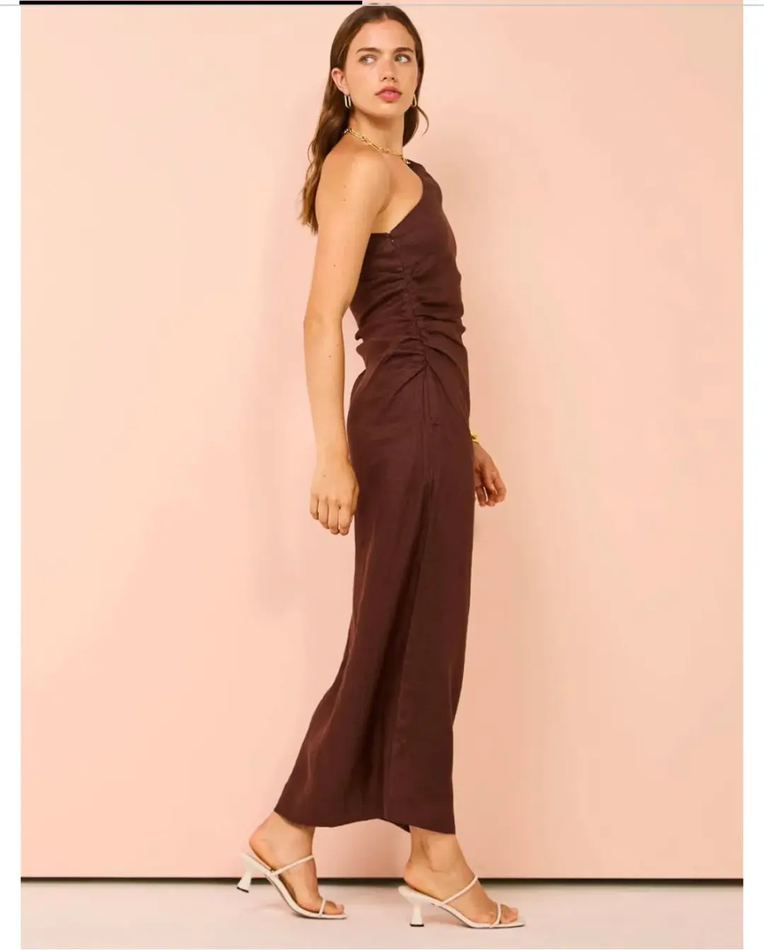 Faithfull The Brand Jomana Midi Dress In Cacao Size 10  for rent on The Volte - main image