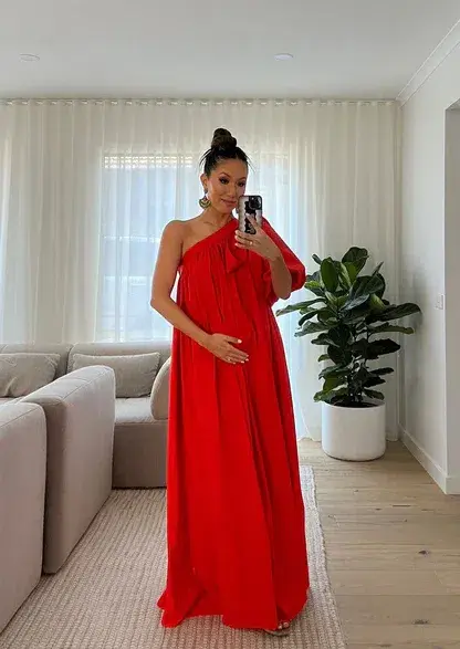 Oroton One Shoulder Bow Dress Red Size 8  - Image 2