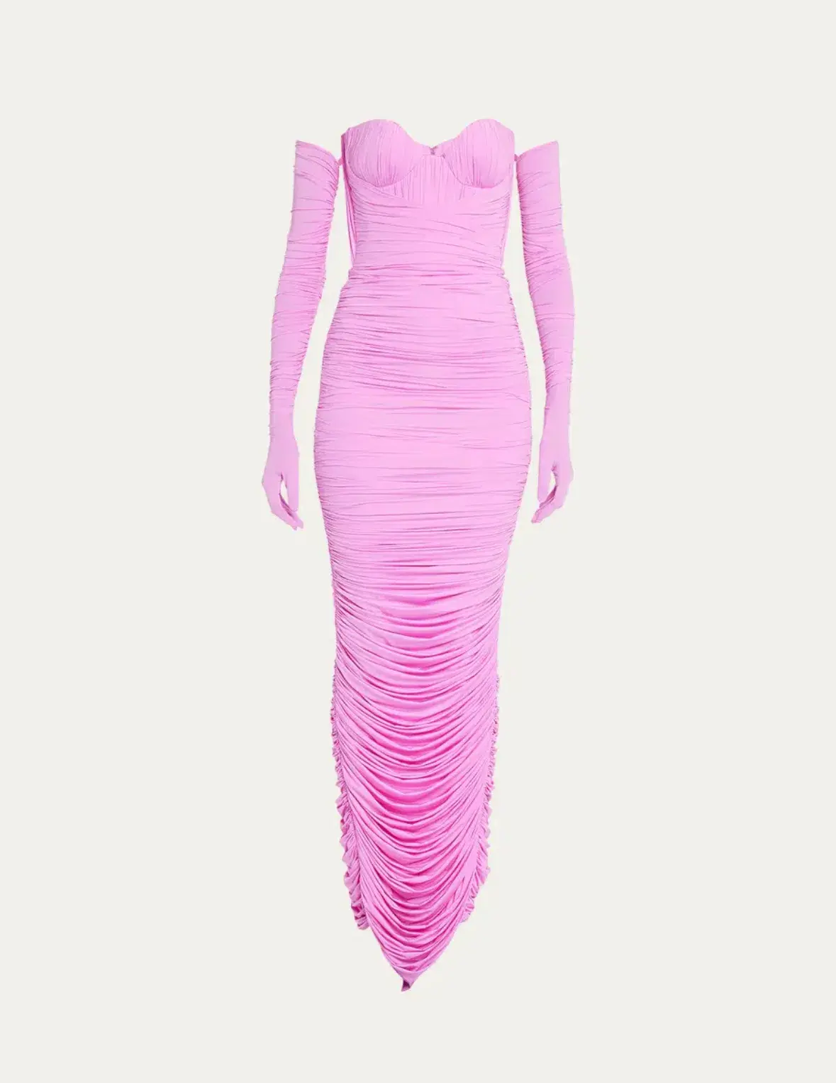 ALEX PERRY Prescott Lycra Ruched Cup Midi Dress with Gloves Pink AU 10 - Image 6