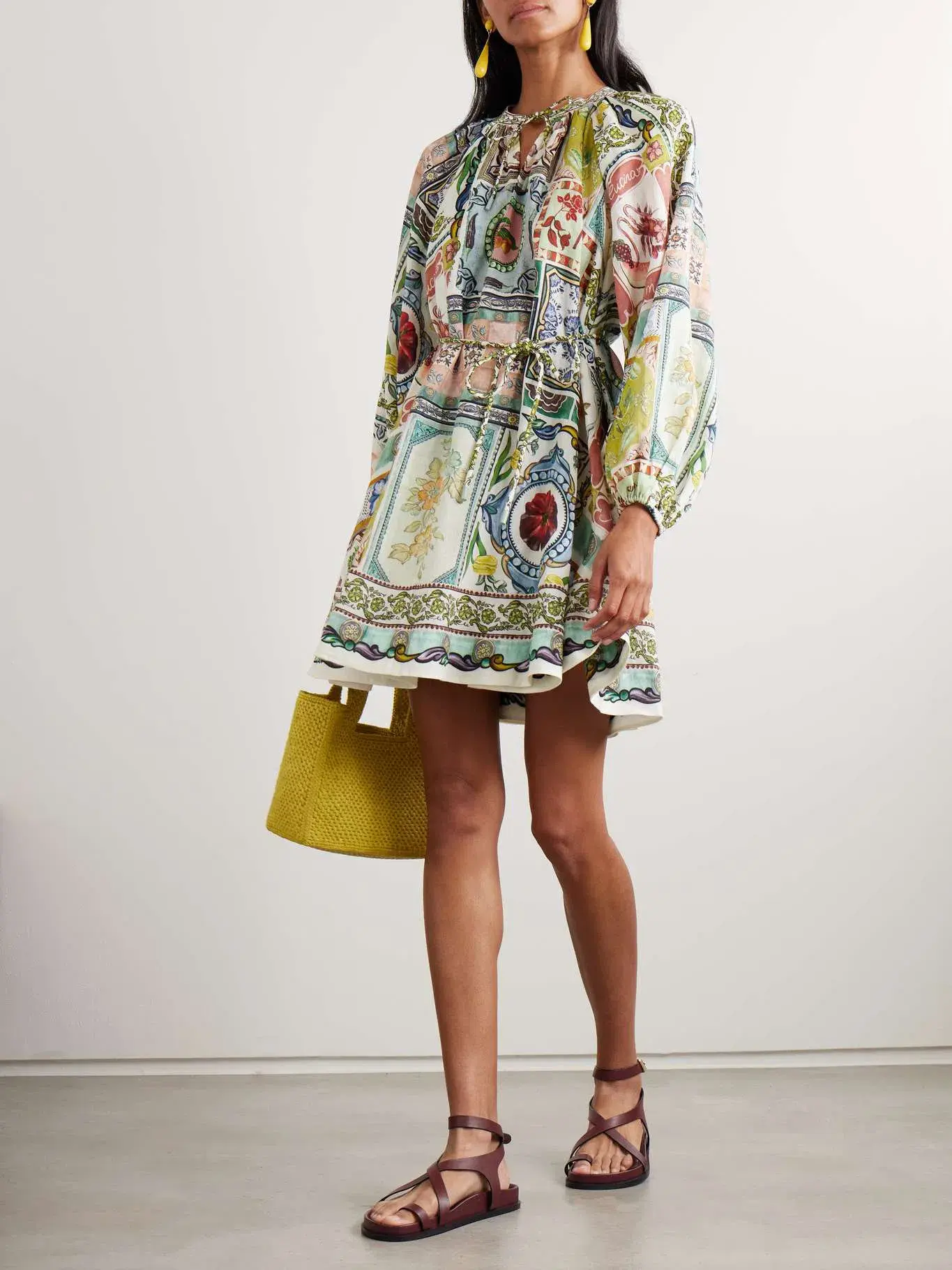 ALÉMAIS Tommasina printed ramie mini dress - Image 1