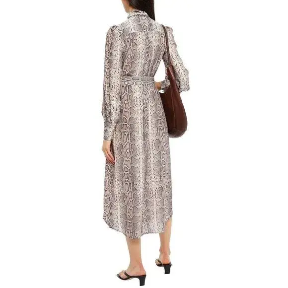 Zimmermann Snake Print Long Sleeve Buttoned Midi Dress | Size 2 AU 12 - Image 3