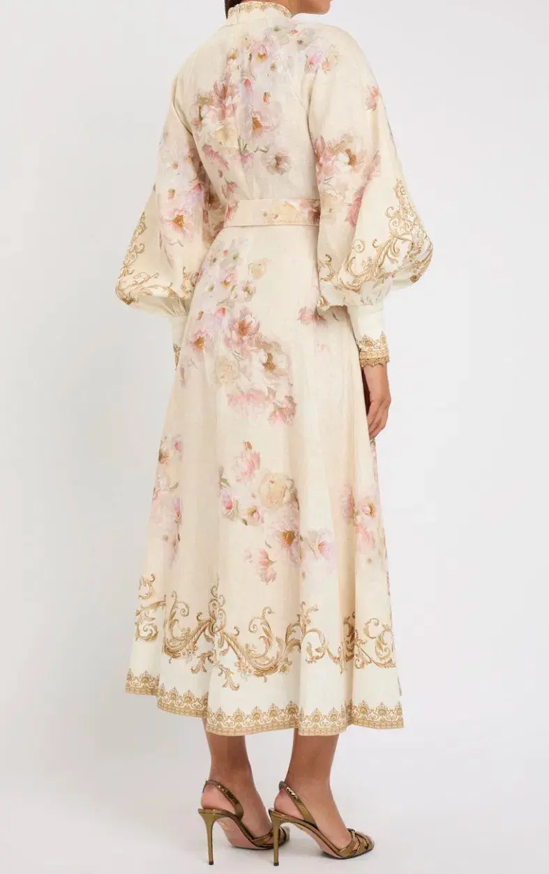 Zimmermann Hypnotic Buttoned Midi Dress White Peony Size 3 au 14 - Image 3