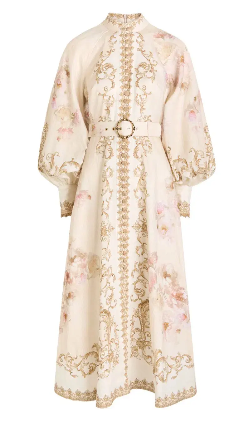 Zimmermann Hypnotic Buttoned Midi Dress White Peony Size 3 au 14 - Image 2
