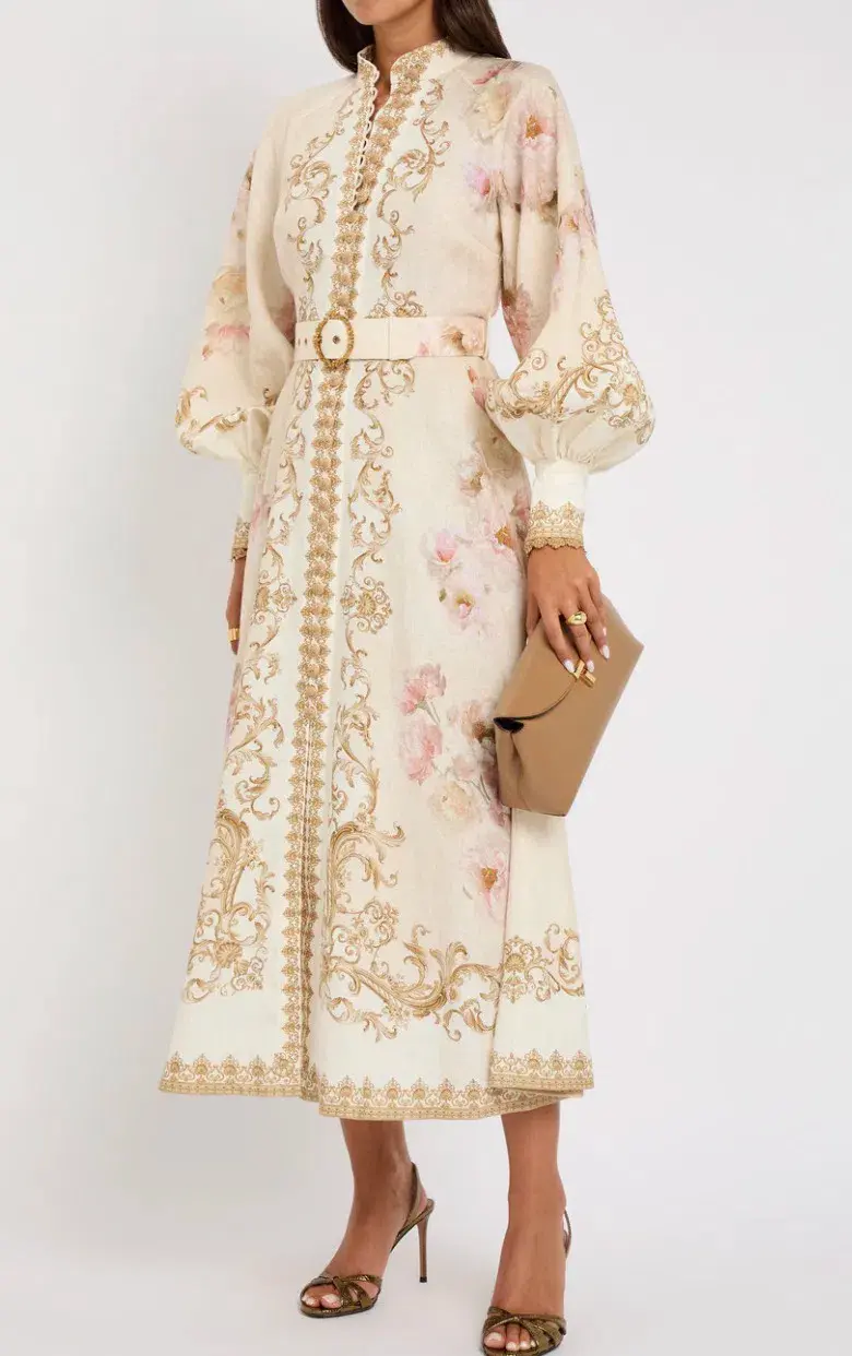 Zimmermann Hypnotic Buttoned Midi Dress White Peony Size 3 au 14 - Image 4