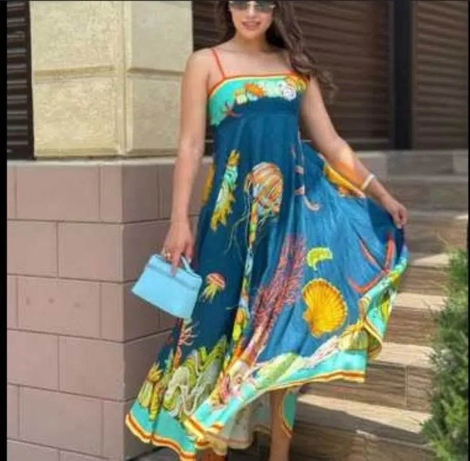 Alemais Dorian Sundress Blue Sea Print Size 10 - Image 1