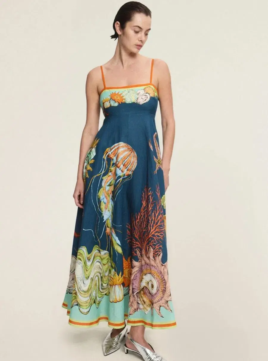 Alemais Dorian Sundress Blue Sea Print Size 10 - Image 2