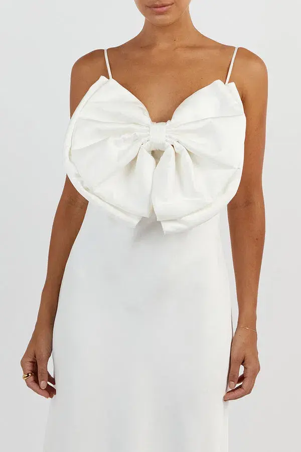 DISSH Aisle White Front Bow Midi Dress - Image 3
