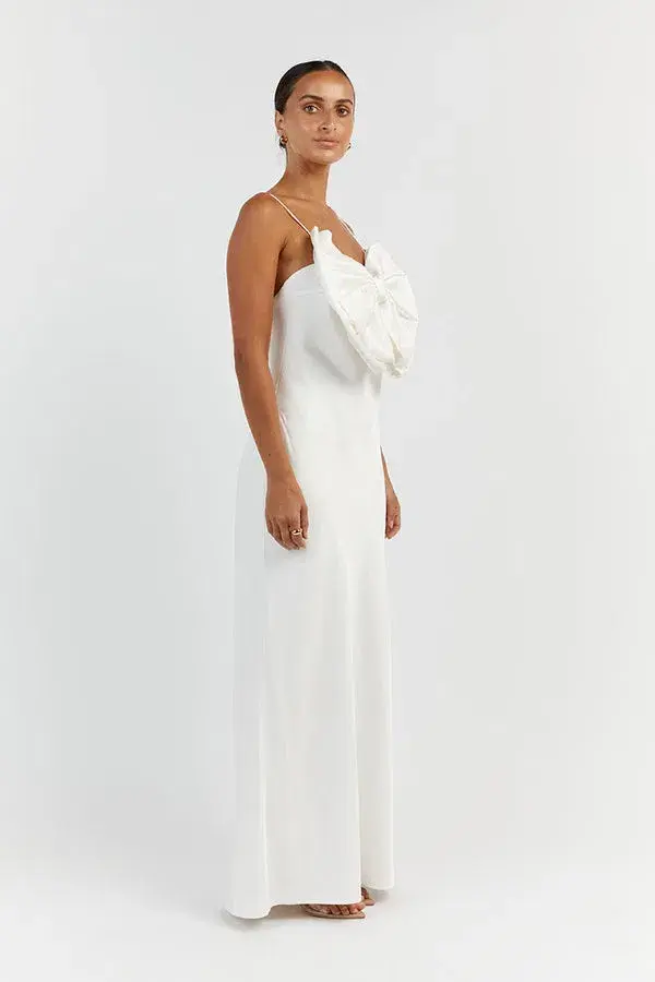DISSH Aisle White Front Bow Midi Dress for rent on The Volte - main image