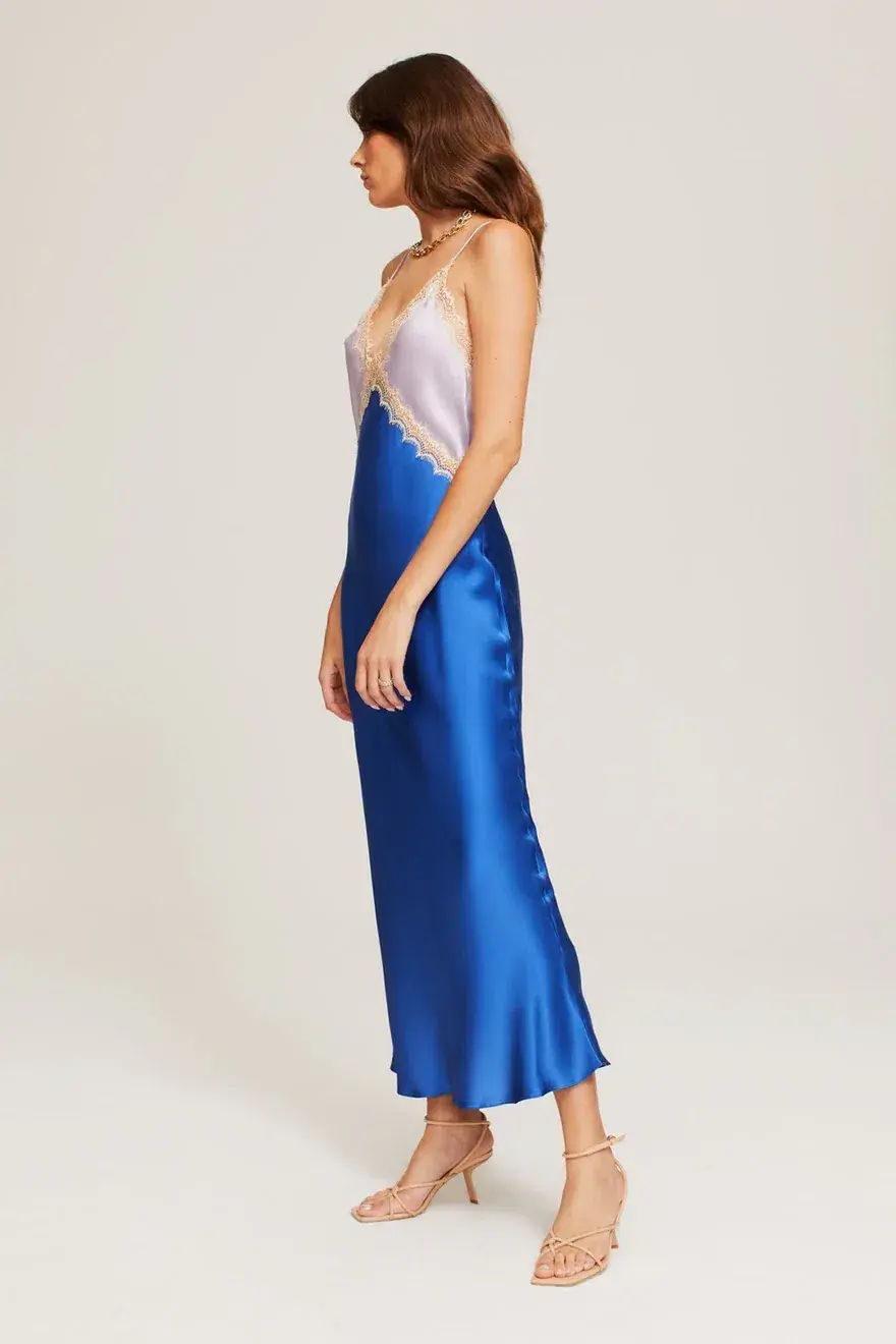 Ginia Sadie Silk Dress In Lilac/Lapis Size XS - Image 3