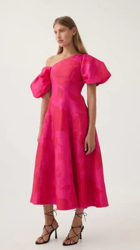 Aje Arista Tulip Sleeve Midi Dress Florescent Rose size 16 - Image 2