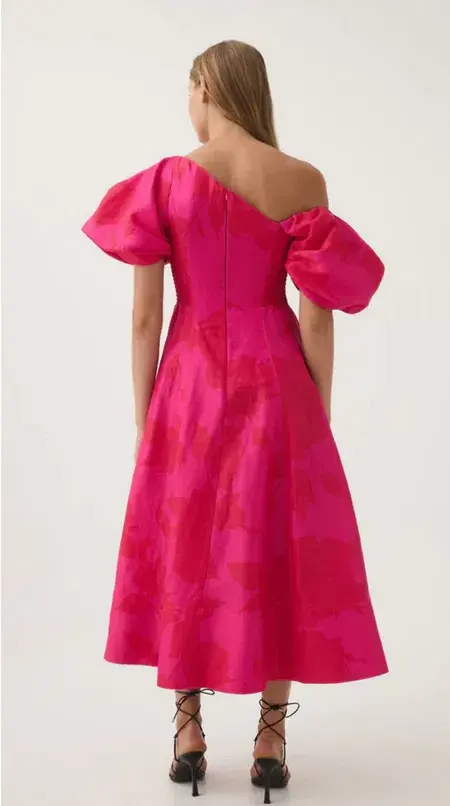 Aje Arista Tulip Sleeve Midi Dress Florescent Rose size 16 - Image 3