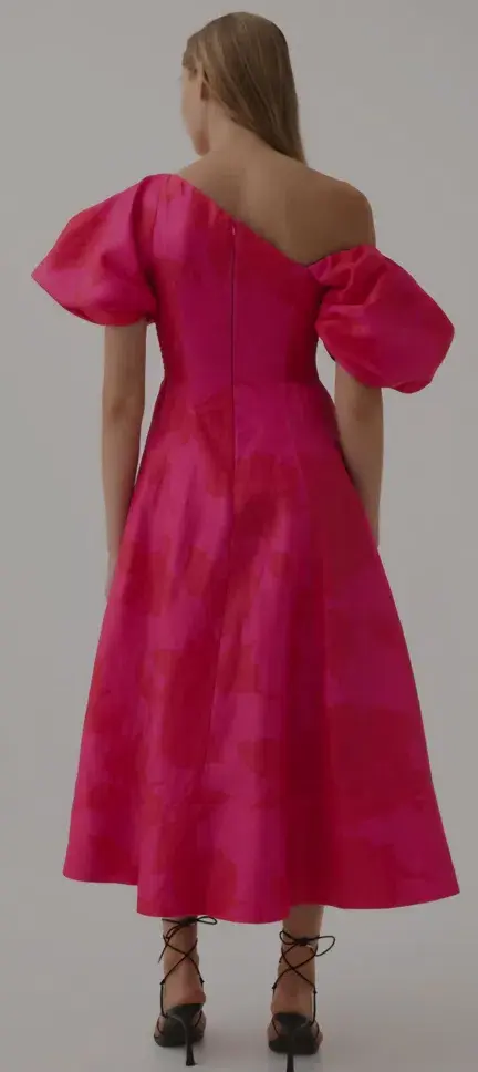 Aje Tulip Sleeve Midi Dress Florescent Rose size 16 - Image 3