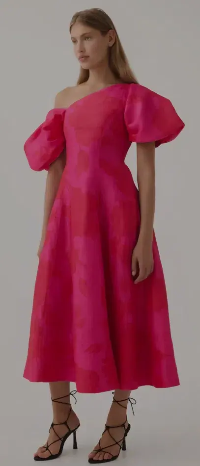 Aje Tulip Sleeve Midi Dress Florescent Rose size 16 - Image 2