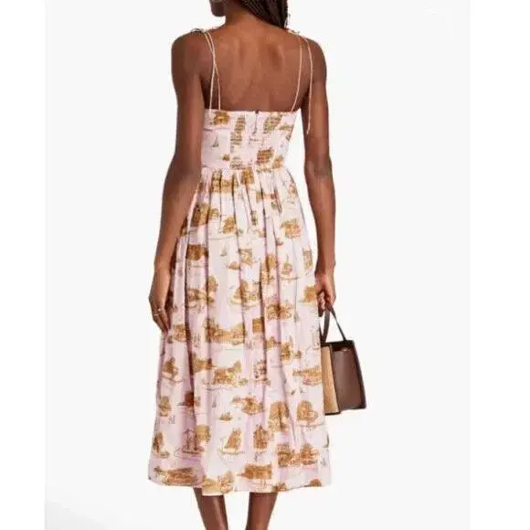 Zimmermann The Dancer Toile Midi Dress Pink Sydney Print | Size 1 AU 10 - Image 3