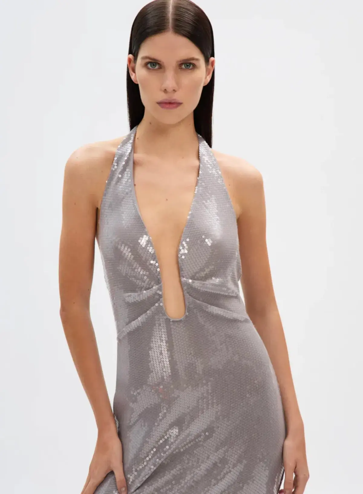 Alusia Sequin Dress in Pewter Size S - Image 3