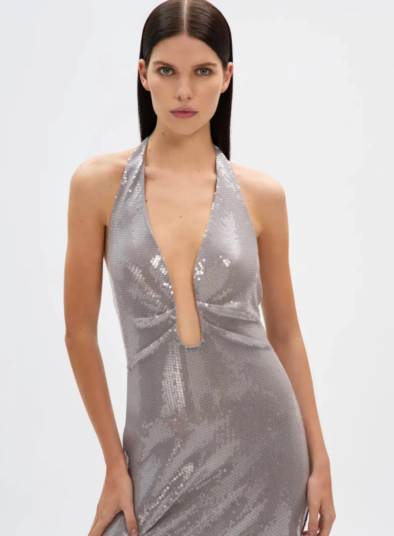 Alusia Sequin Dress in Pewter Size Medium - Image 3