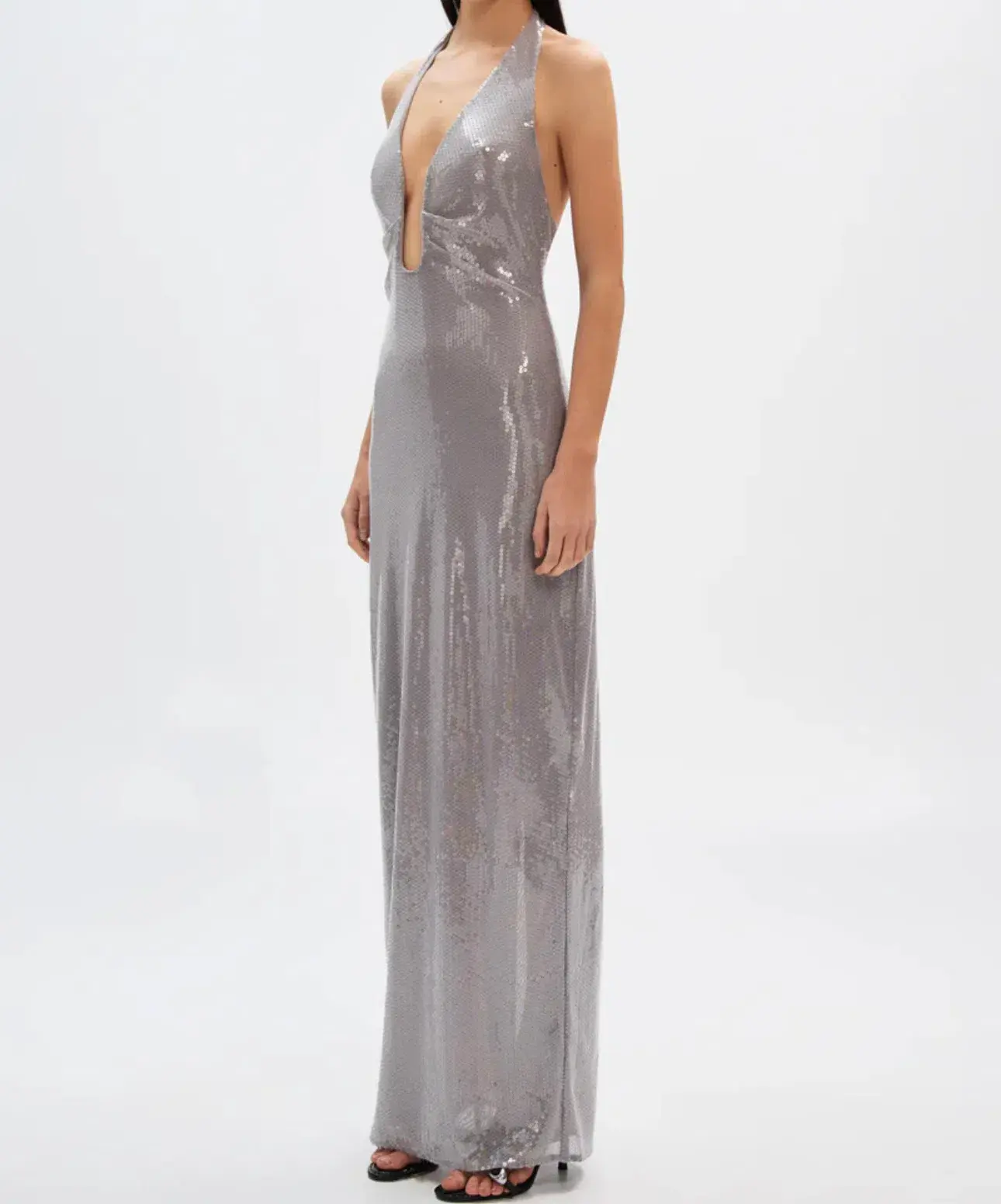 Alusia Sequin Dress in Pewter Size Large - Image 2