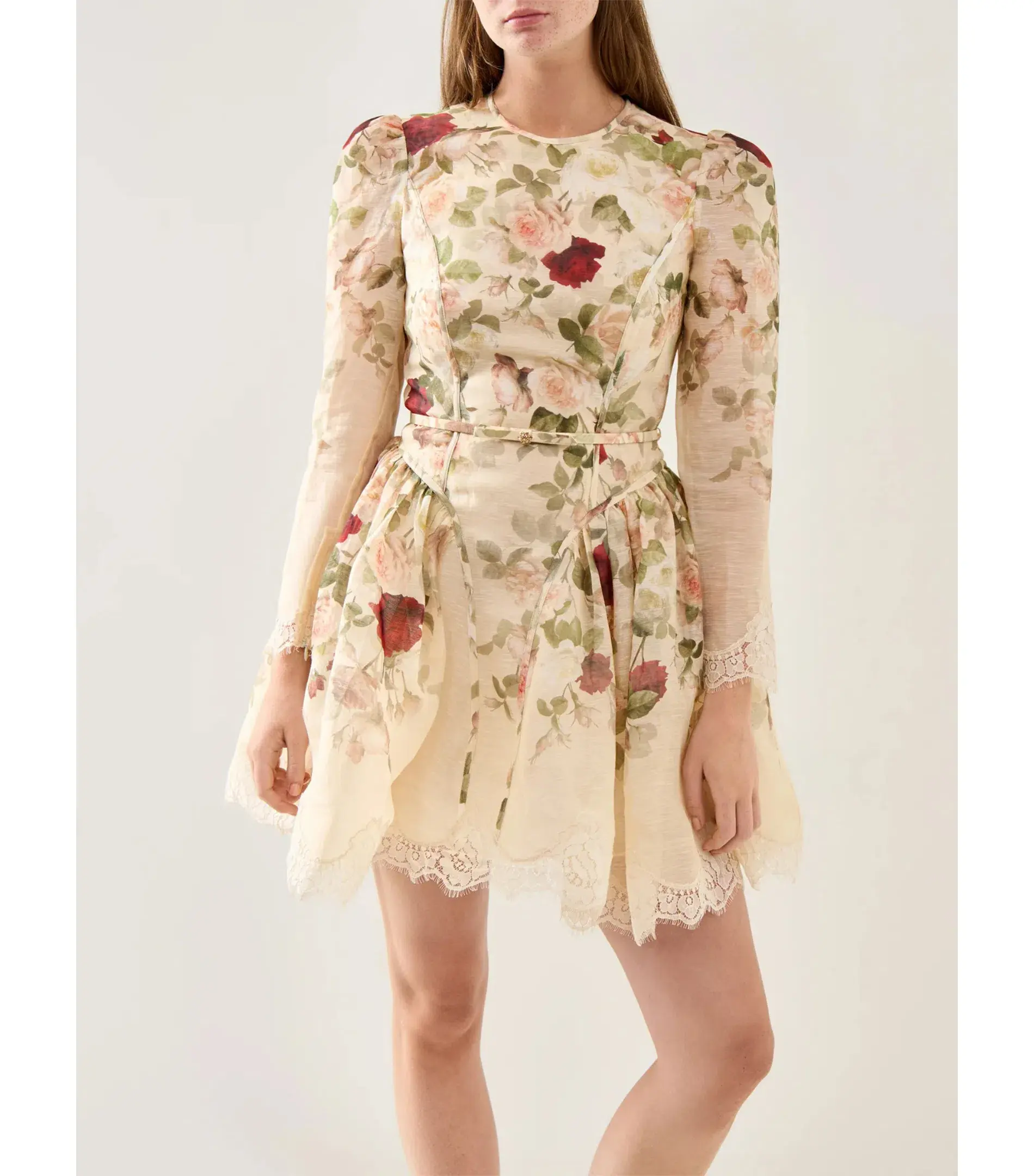 Zimmermann Hypnotic Lace Trim Mini Dress in Cream Cascade Size 0 / AU 8 - Image 5
