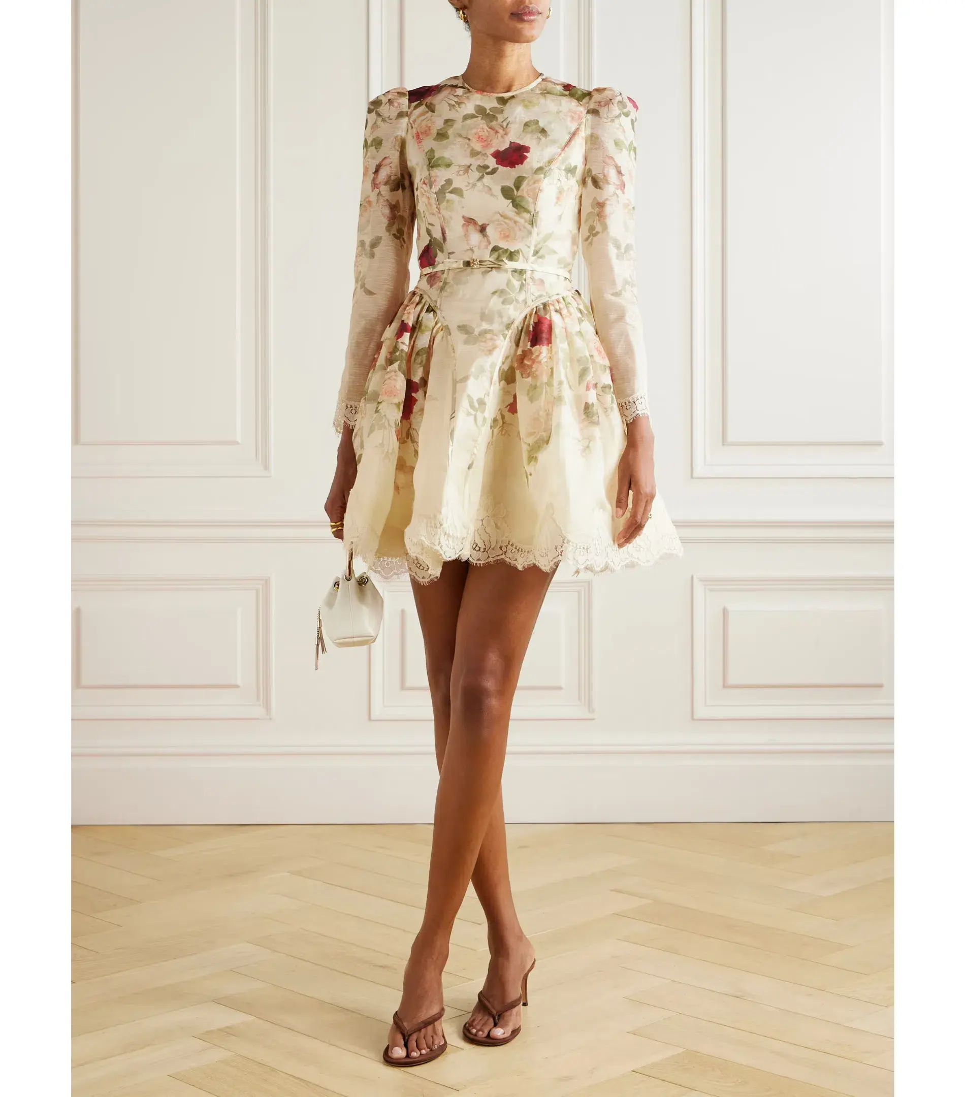 Zimmermann Hypnotic Lace Trim Mini Dress in Cream Cascade Size 0 / AU 8 - Image 1