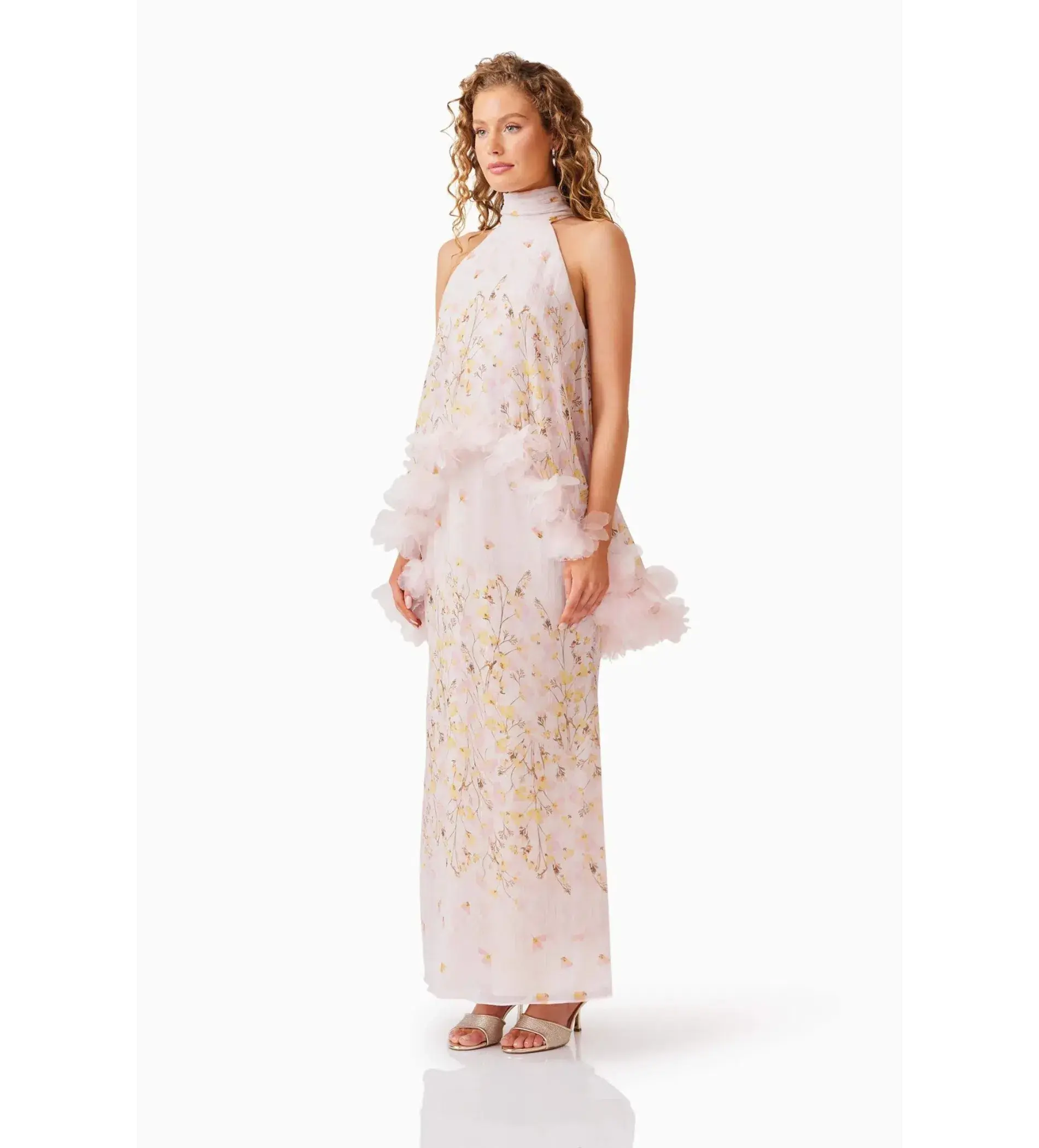 Elliatt Tulsia Floral Cape Maxi Dress Pink Size XS AU 6 - Image 2