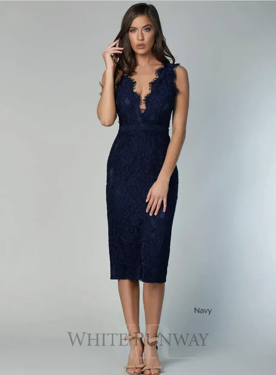 Samantha Rose Willa Navy Lace Cocktail Dress Size 10 - Image 1
