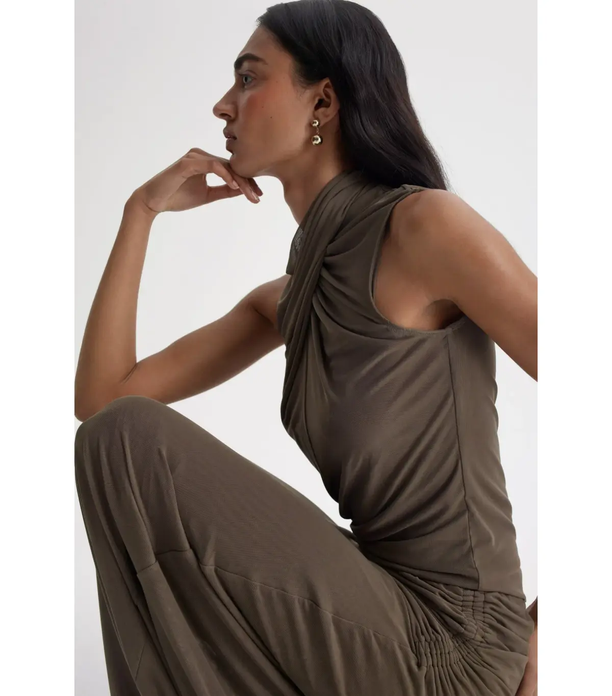 Scanlan Mesh Turban Sleeveless Top and Draped Skirt Jungle Size AU 10 - Image 3