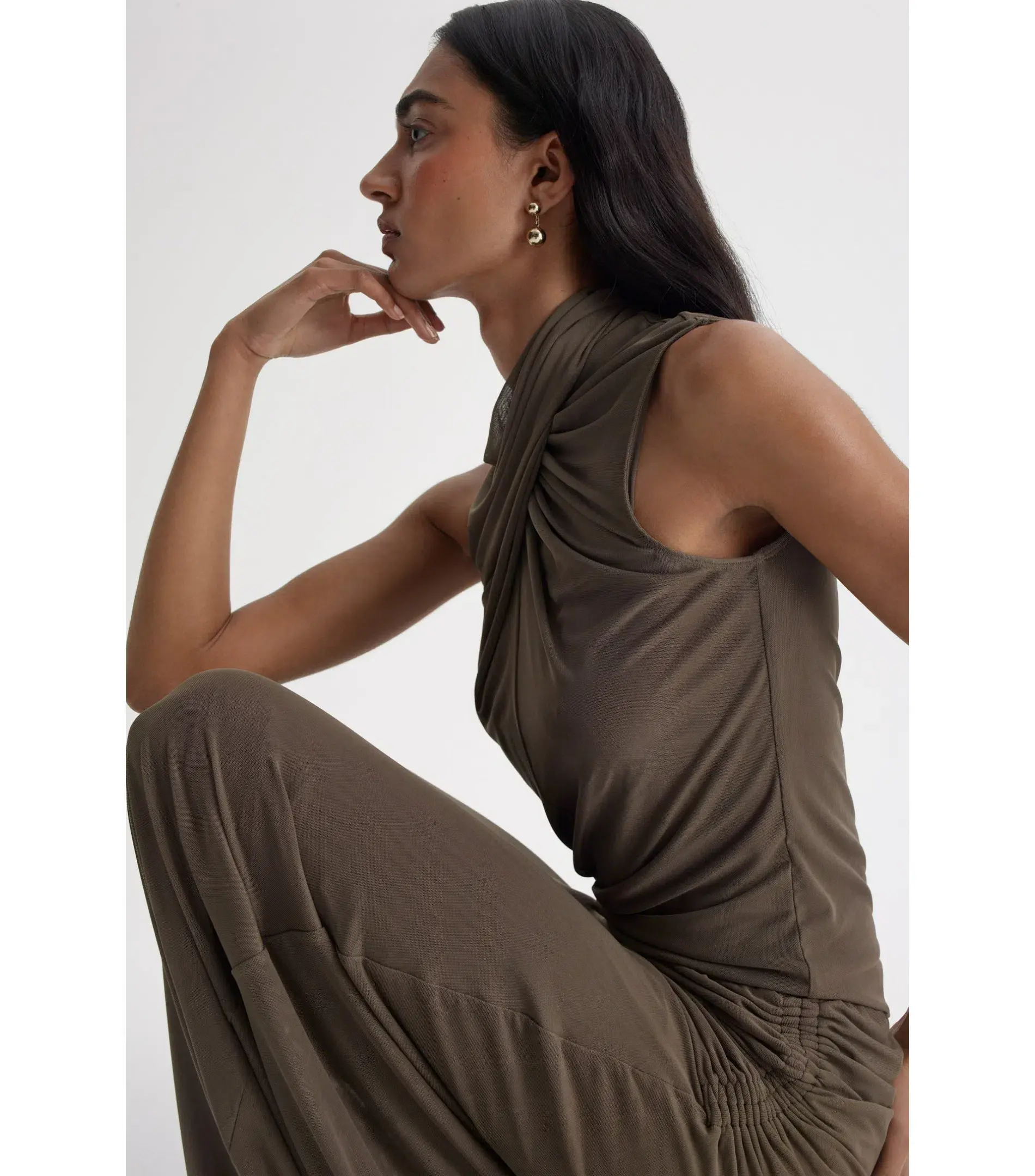 Scanlan Mesh Turban Sleeveless Top and Draped Skirt Jungle Size AU 10 - Image 3