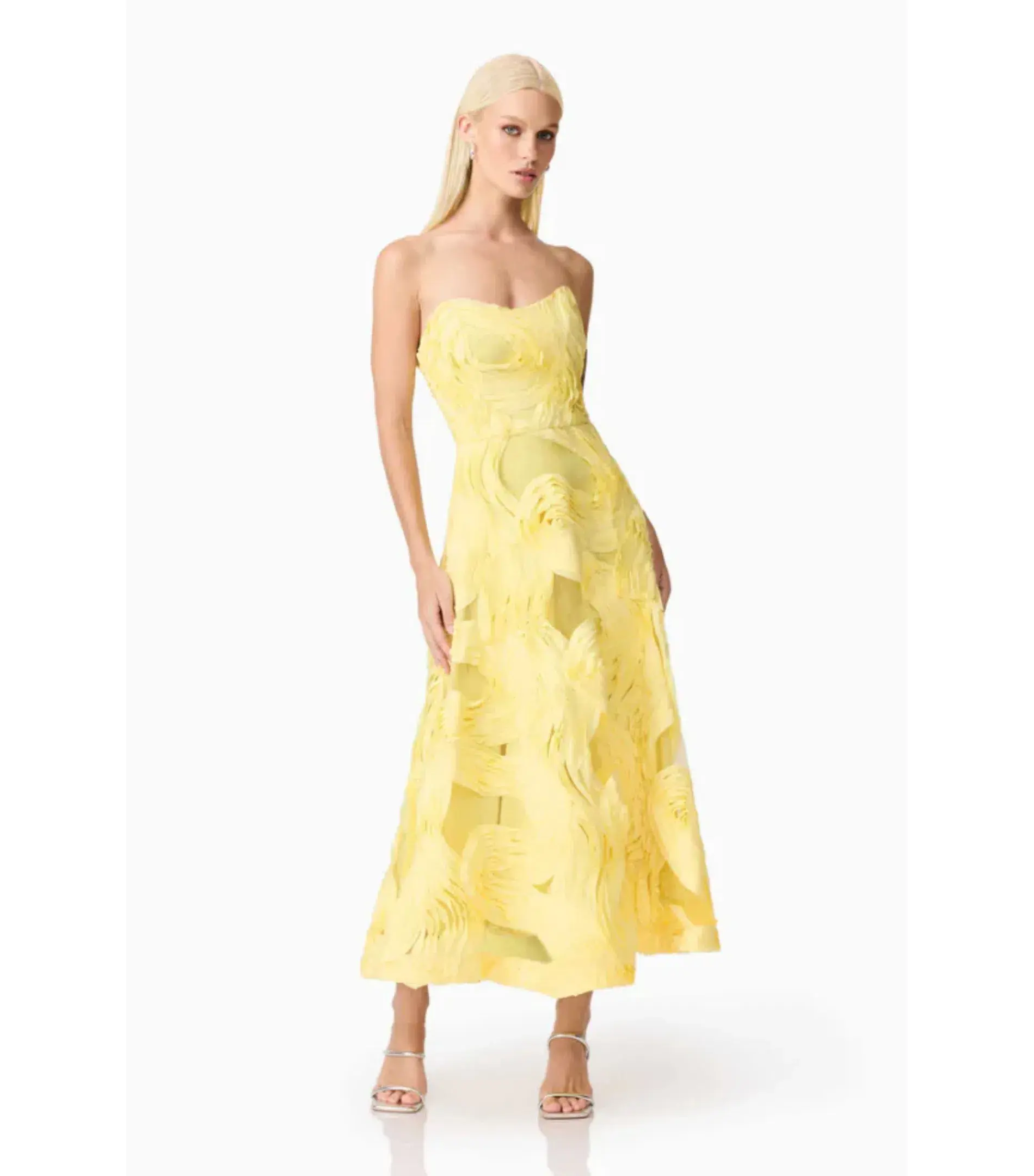 Elliatt Asher Midi Dress in Yellow Size AU 10  - Image 4
