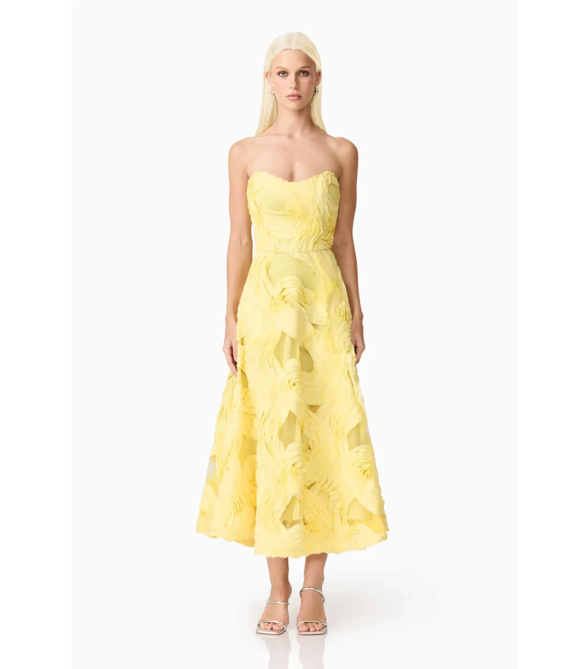Elliatt Asher Midi Dress in Yellow Size AU 10  - Image 1