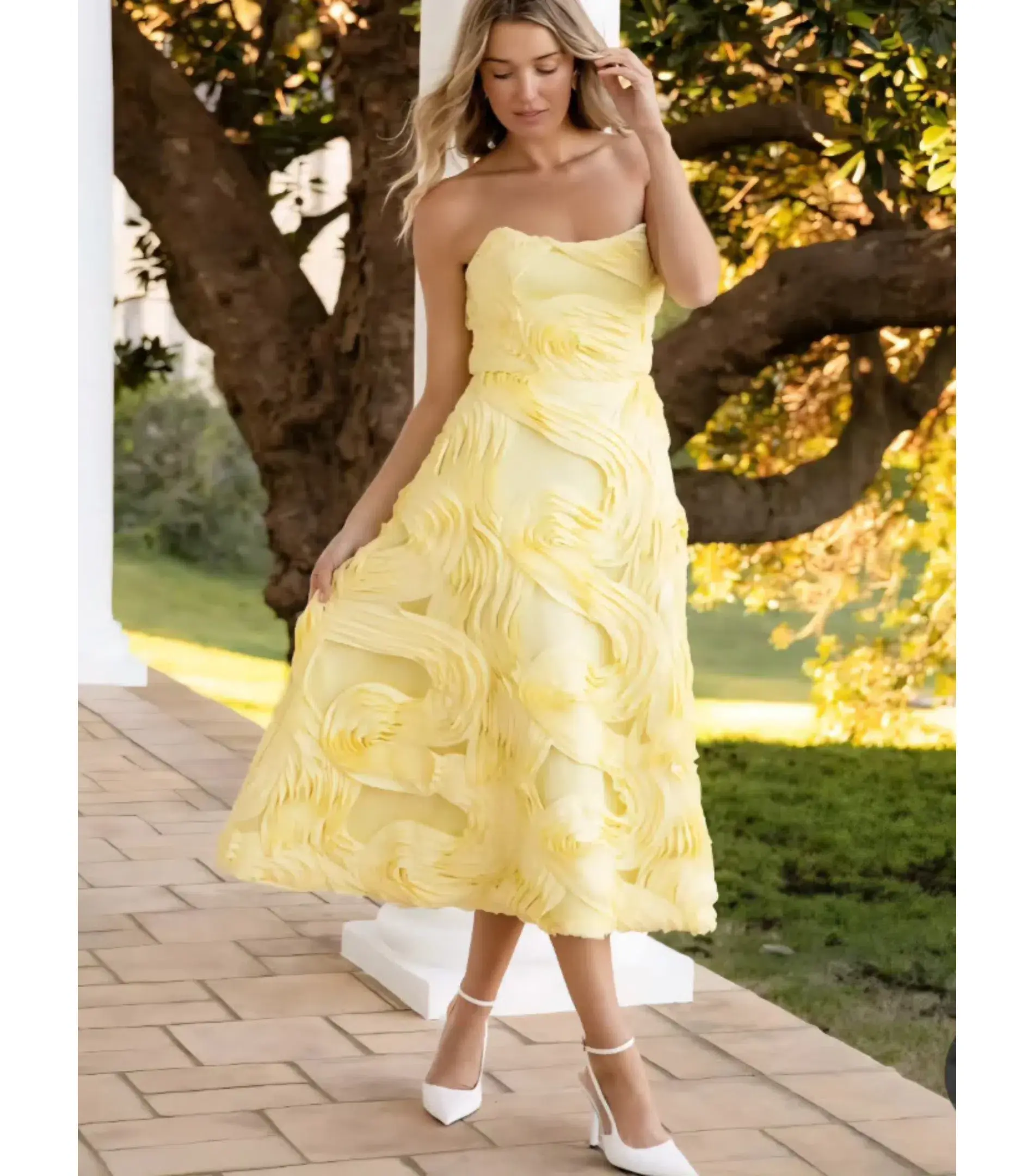 Elliatt Asher Midi Dress in Yellow Size AU 8 - Image 7