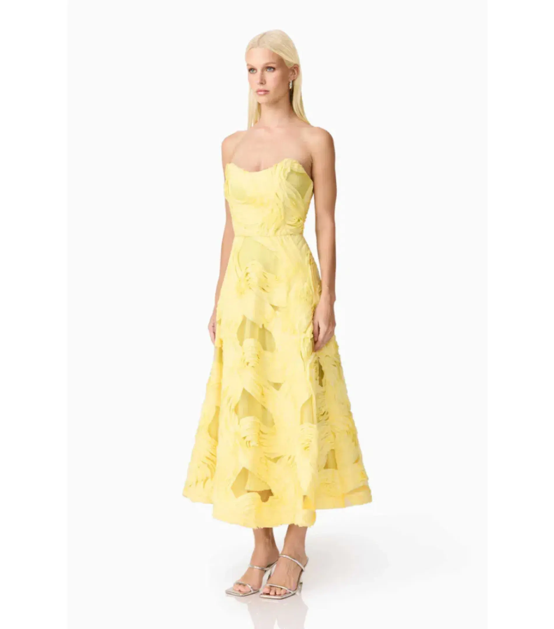 Elliatt Asher Midi Dress in Yellow Size AU 8 - Image 3