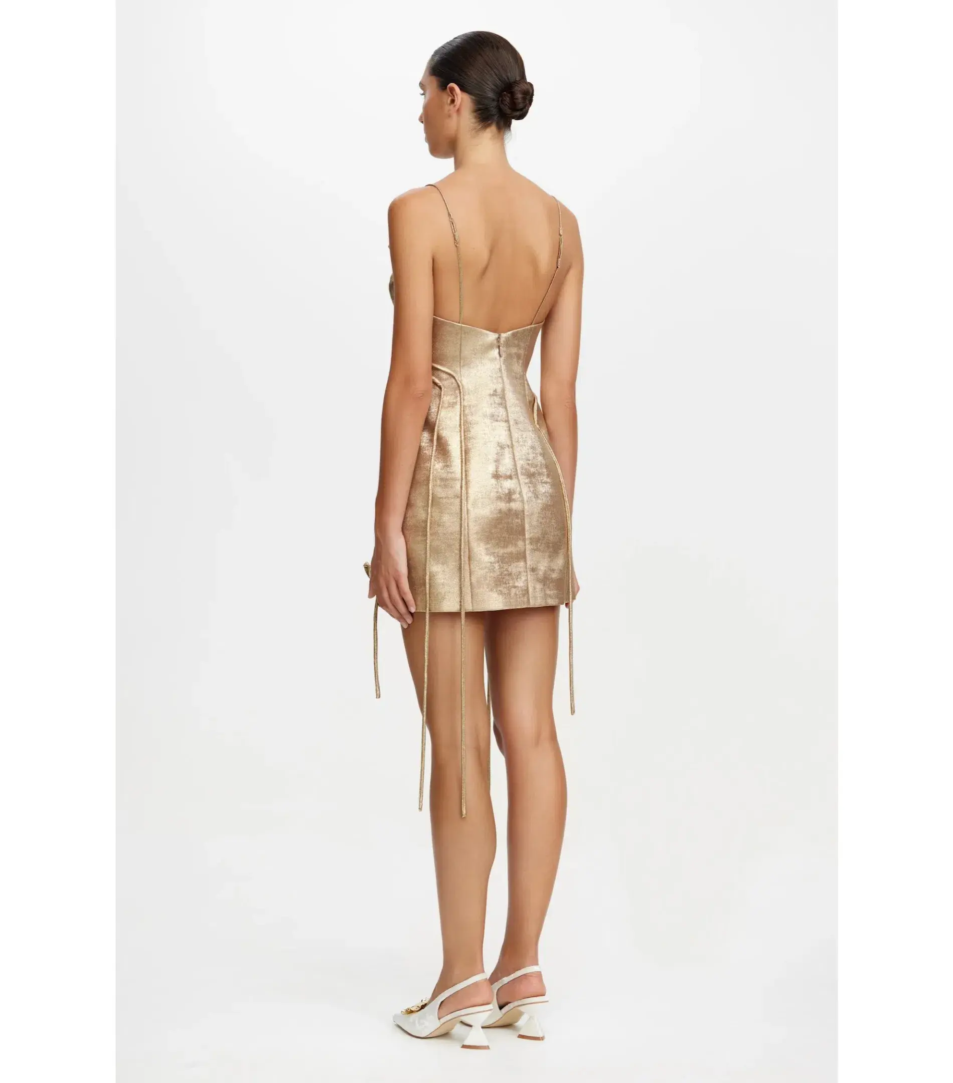 Acler Hillsome Mini Dress Gold Size AU 10 - Image 3