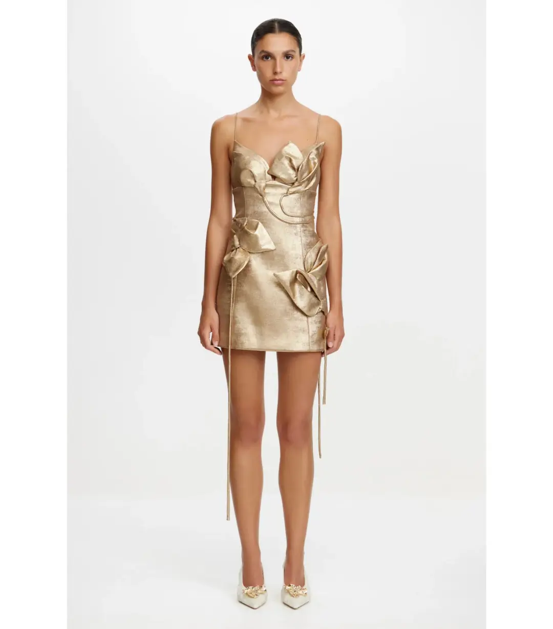 Acler Hillsome Mini Dress Gold Size AU 10 for rent on The Volte - main image