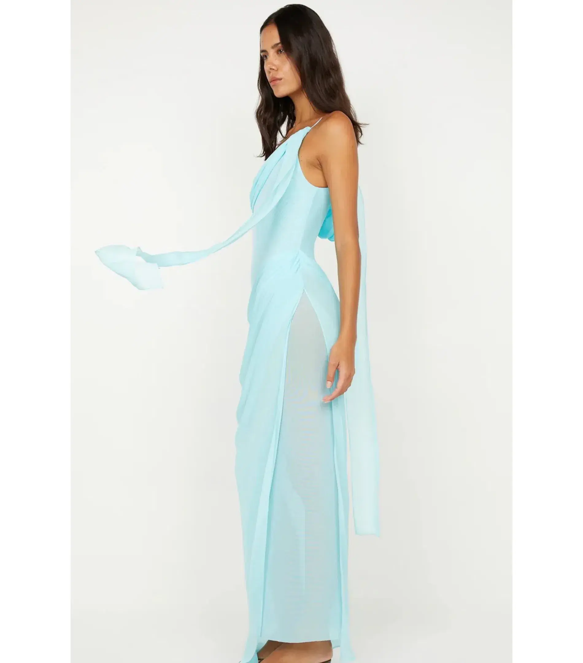Bec & Bridge Danka Asym Dress Turquoise Size AU 12 - Image 5