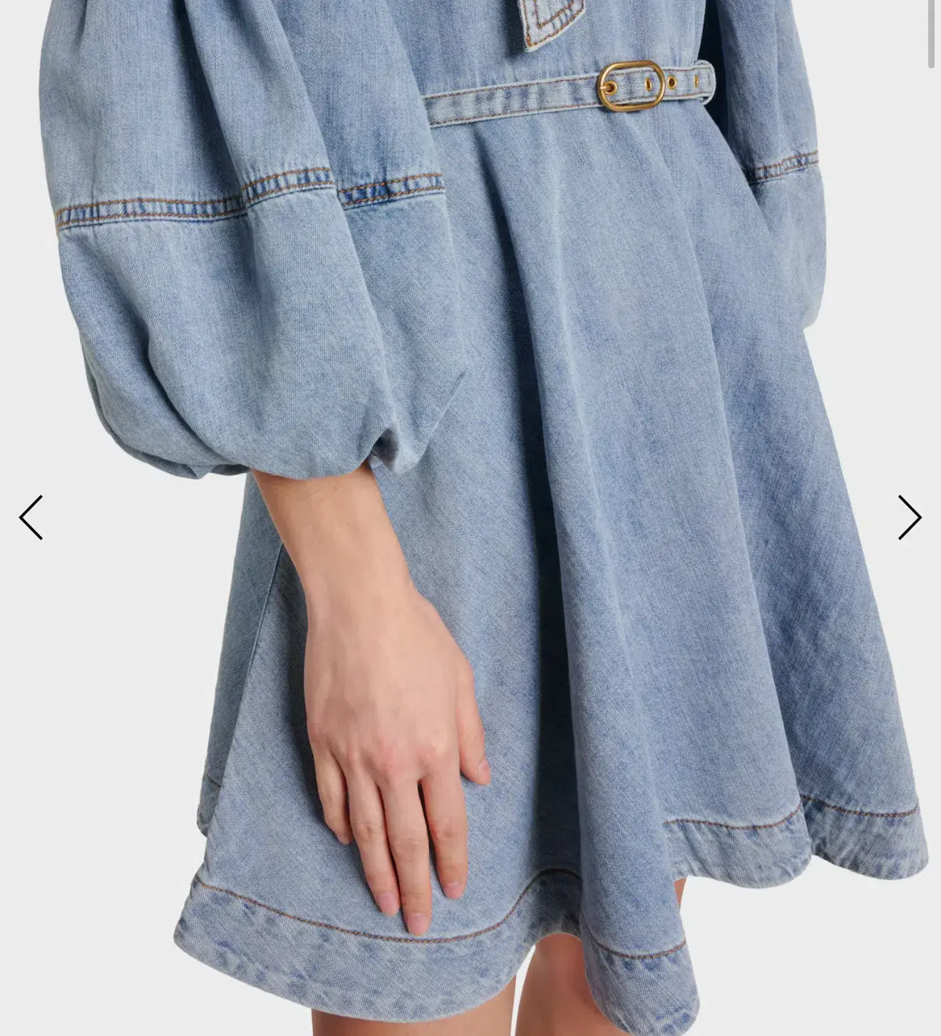 Zimmermann Tie-neck puff-sleeve denim minidress size 1 - Image 4