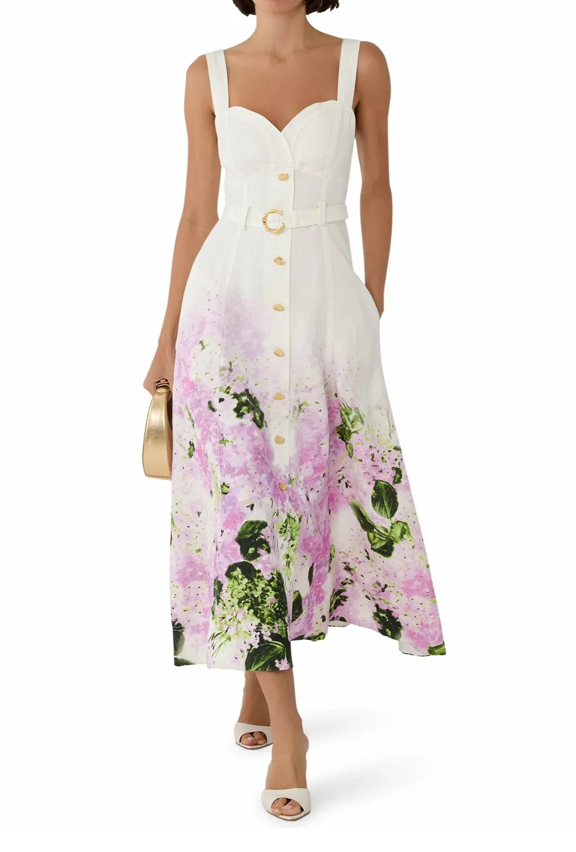 AJE EARTHA MIDI DRESS in PINK HYDRANGEA SIZE 8 - Image 1